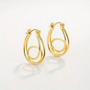 Gold Twist Knot Dangle Earrings Open Loop Twist Drop Hoop Fashion Jewelry New